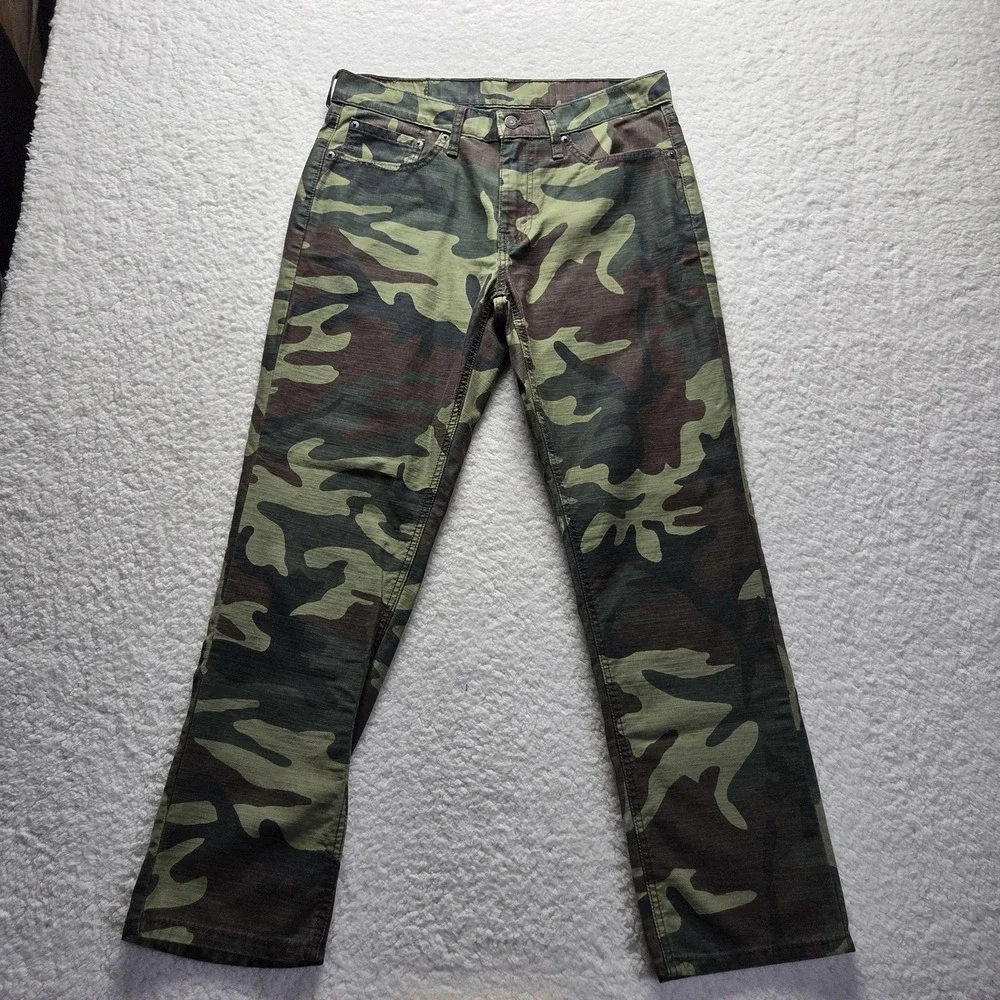 Levis 541 Jeans Mens 33x28 Green Camouflage Athletic Fit Tapered Denim Pants
